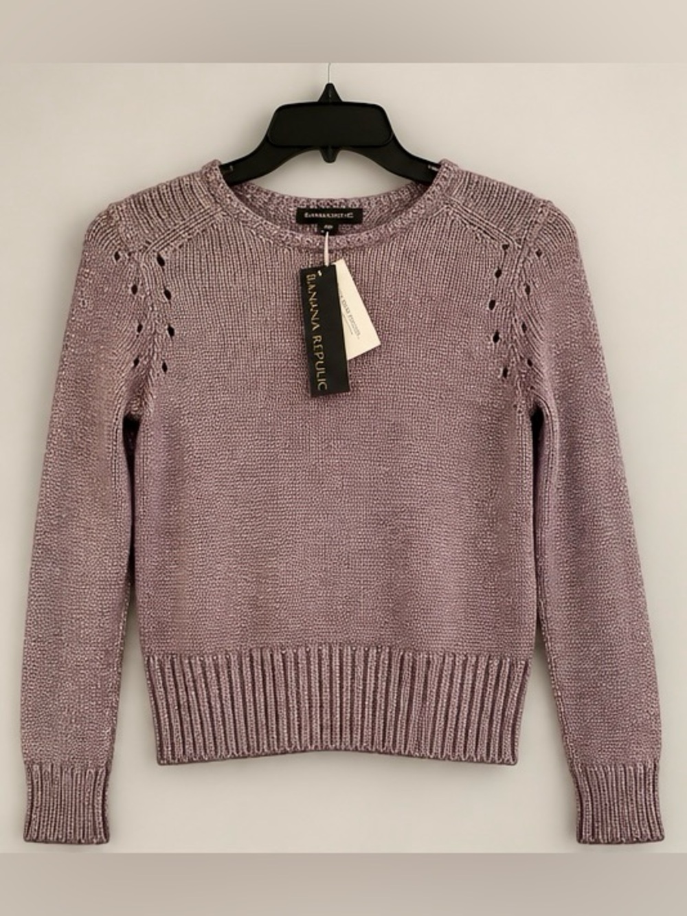 NWT Banana Republic Metallic Lavender Pointelle Sweater S